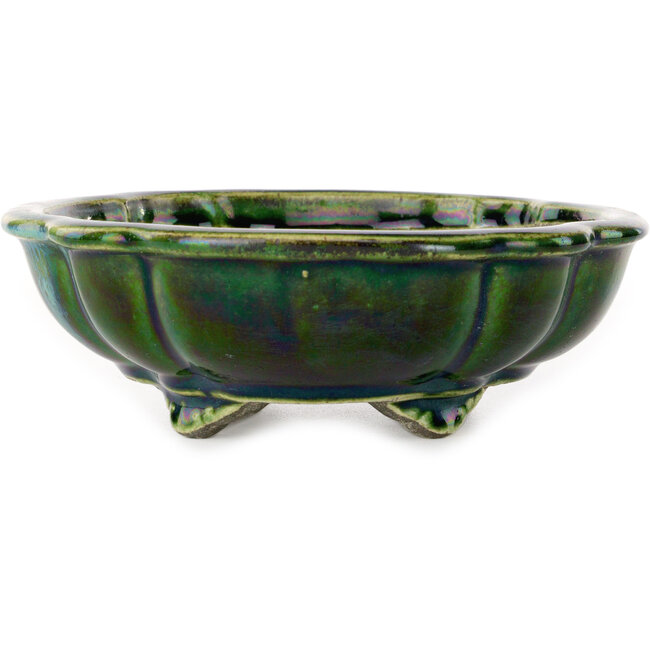 Maceta para bonsái verde loto de Terahata Satomi Mazan - 202 x 173 x 60 mm