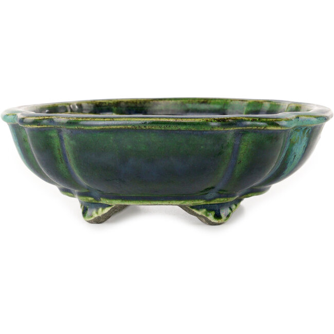 Lotusgroene bonsaipot van Terahata Satomi Mazan - 202 x 173 x 60 mm