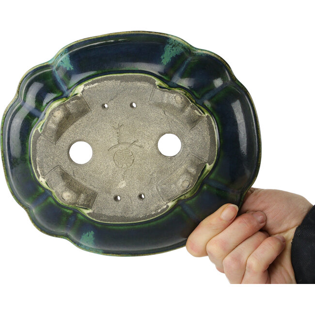 Vaso bonsai verde loto di Terahata Satomi Mazan - 202 x 173 x 60 mm