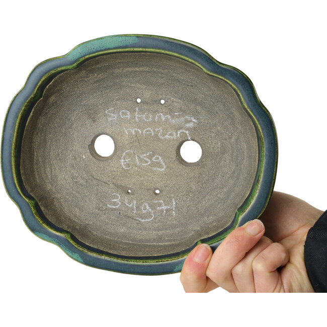 Vaso bonsai verde loto di Terahata Satomi Mazan - 202 x 173 x 60 mm