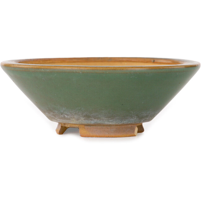 Round teal bonsai pot by Bigei - 98 x 98 x 35 mm