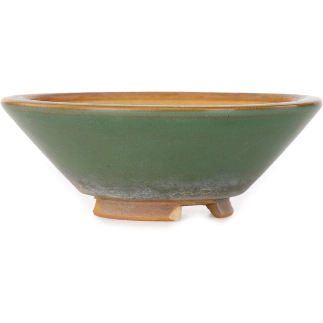Round teal bonsai pot by Bigei - 98 x 98 x 35 mm