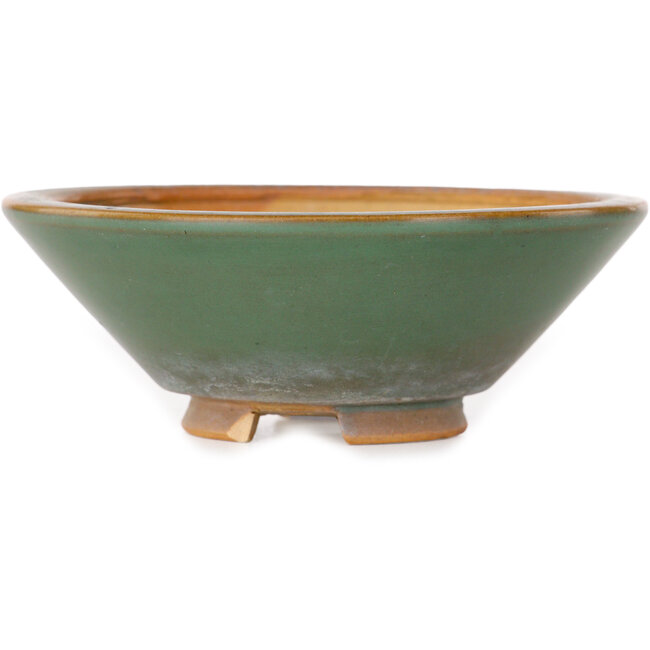 Round teal bonsai pot by Bigei - 98 x 98 x 35 mm