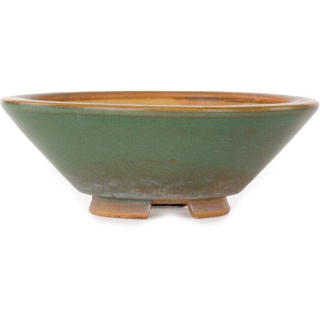 Round teal bonsai pot by Bigei - 98 x 98 x 35 mm