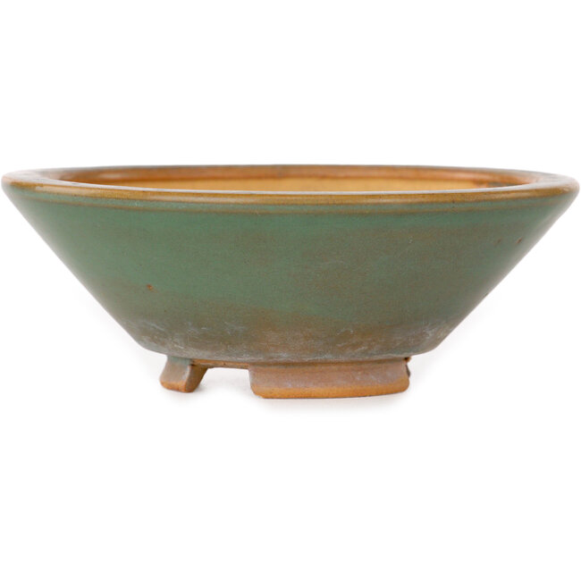 Round teal bonsai pot by Bigei - 98 x 98 x 35 mm