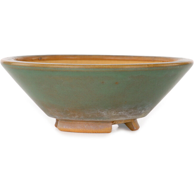 Round teal bonsai pot by Bigei - 98 x 98 x 35 mm