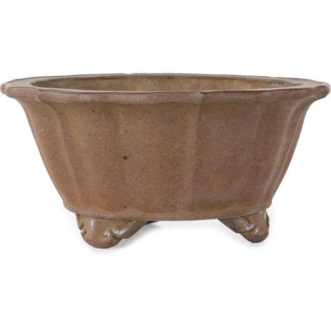 Lotus unglazed bonsai pot by Yamaaki Shosen/Akitsugu/Juudo (first generation) - 135 x 135 x 65 mm