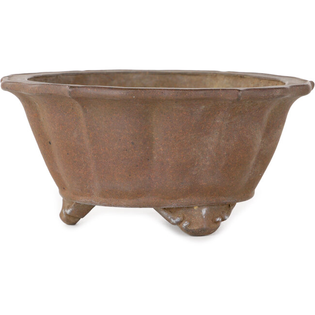 Pot à bonsaï Lotus non émaillé par Yamaaki Shosen/Akitsugu/Juudo (première génération) - 135 x 135 x 65 mm