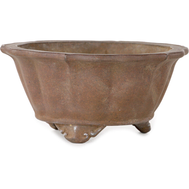 Lotus unglazed bonsai pot by Yamaaki Shosen/Akitsugu/Juudo (first generation) - 135 x 135 x 65 mm