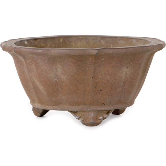 Pot à bonsaï Lotus non émaillé par Yamaaki Shosen/Akitsugu/Juudo (première génération) - 135 x 135 x 65 mm