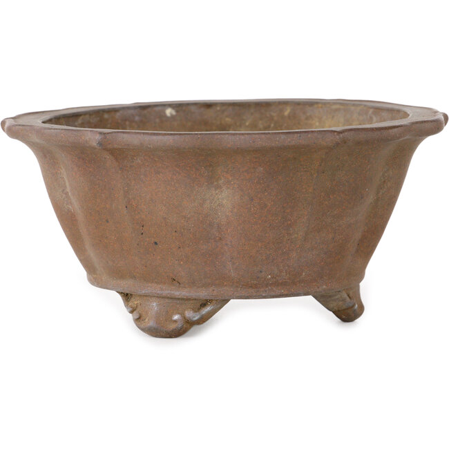 Pot à bonsaï Lotus non émaillé par Yamaaki Shosen/Akitsugu/Juudo (première génération) - 135 x 135 x 65 mm