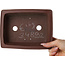 Pot à bonsaï rectangulaire non émaillé de Shibakatsu - 190 x 145 x 52 mm