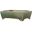 Rectangular dark green bonsai pot by Shibakatsu - 158 x 116 x 49 mm