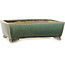 Rechthoekige donkergroene bonsaipot van Shibakatsu - 158 x 116 x 49 mm