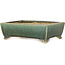 Rectangular dark green bonsai pot by Shibakatsu - 158 x 116 x 49 mm