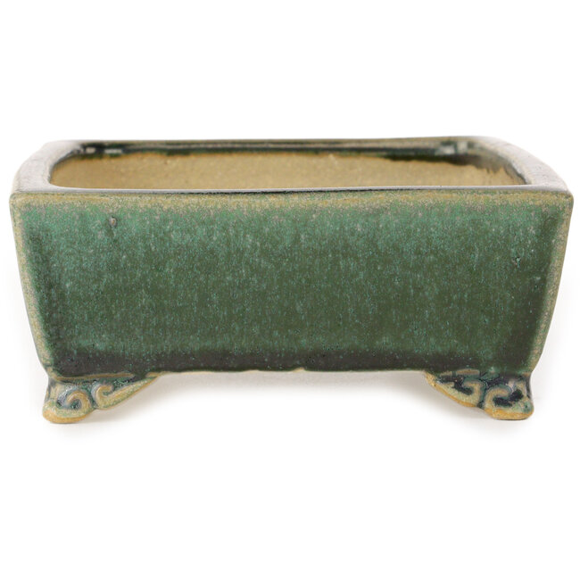 Pot à bonsaï rectangulaire vert foncé de Shibakatsu - 158 x 116 x 49 mm