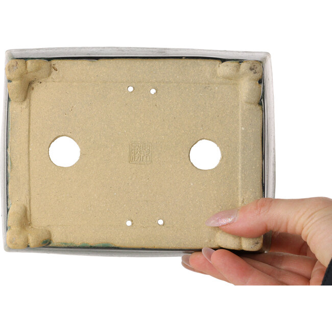 Rechthoekige donkergroene bonsaipot van Shibakatsu - 158 x 116 x 49 mm