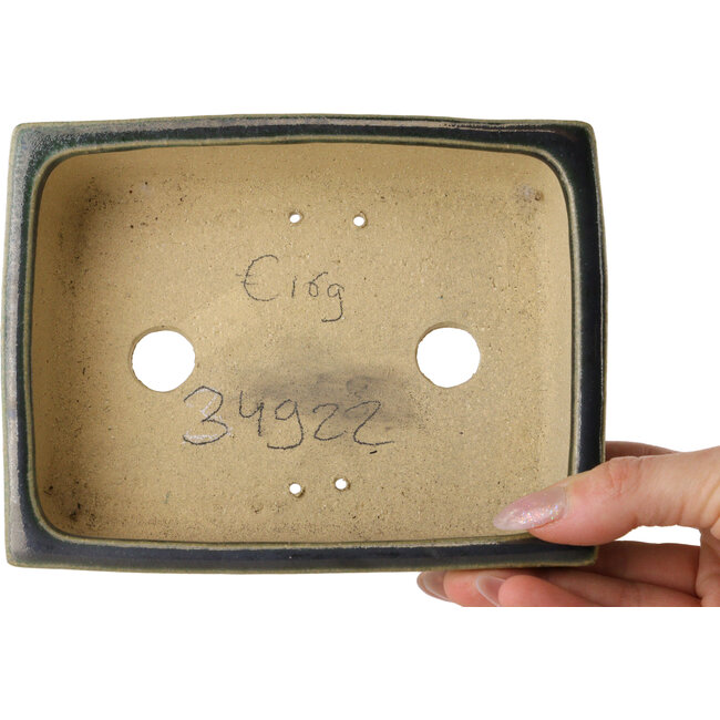 Rectangular dark green bonsai pot by Shibakatsu - 158 x 116 x 49 mm