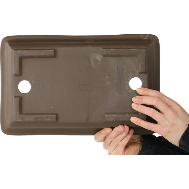 Pot à bonsaï rectangulaire non émaillé de Yamaaki Toshio (troisième génération) - 347 x 217 x 75 mm