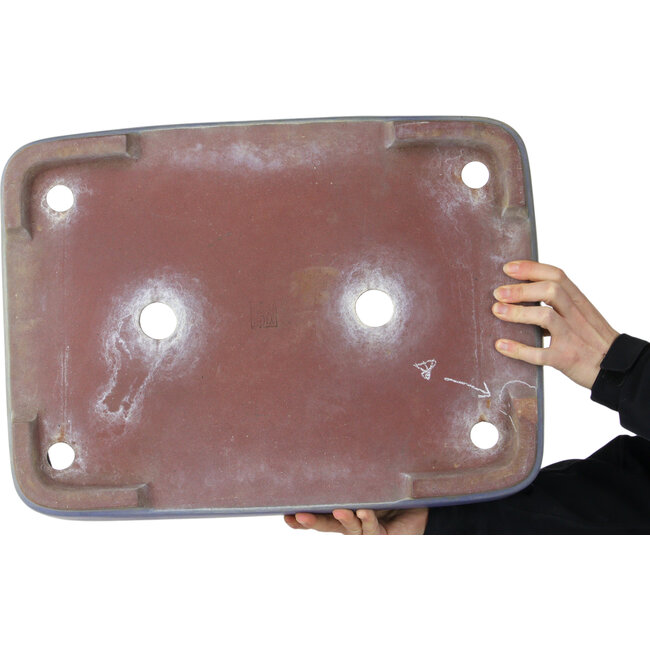 Rectangular blue bonsai pot by Kakuzan - 500 x 362 x 103 mm