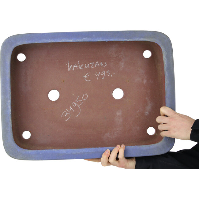 Rectangular blue bonsai pot by Kakuzan - 500 x 362 x 103 mm