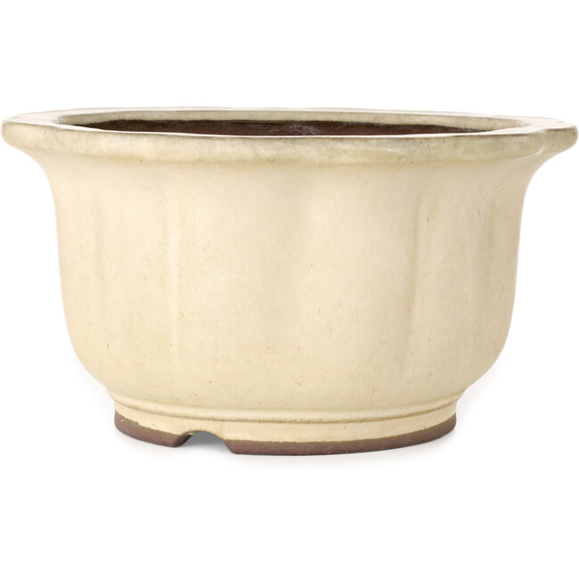 Pot à bonsaï Lotus blanc cassé de Yamaaki Toshio (troisième génération) - 310 x 310 x 165 mm