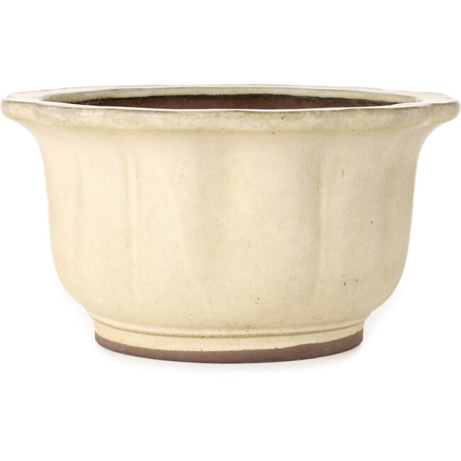 Lotus bonsai pot in gebroken wit van Yamaaki Toshio (derde generatie) - 310 x 310 x 165 mm