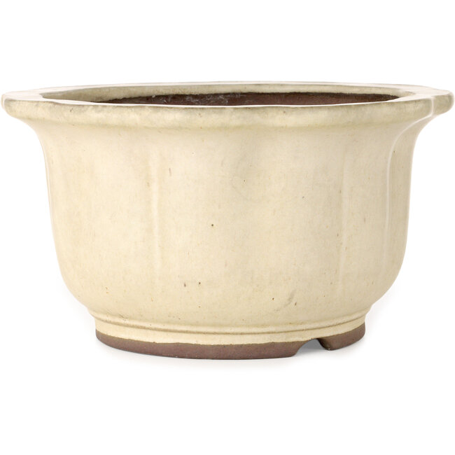 Lotus off-white bonsai pot by Yamaaki Toshio (third generation) - 310 x 310 x 165 mm