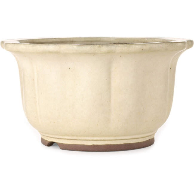 Lotus off-white bonsai pot by Yamaaki Toshio (third generation) - 310 x 310 x 165 mm