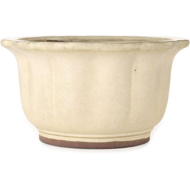 Pot à bonsaï Lotus blanc cassé de Yamaaki Toshio (troisième génération) - 310 x 310 x 165 mm