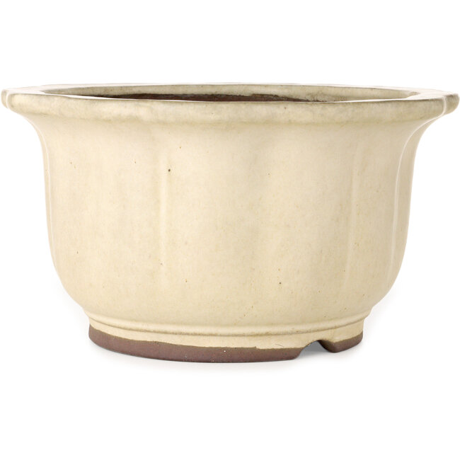 Lotus bonsai pot in gebroken wit van Yamaaki Toshio (derde generatie) - 310 x 310 x 165 mm