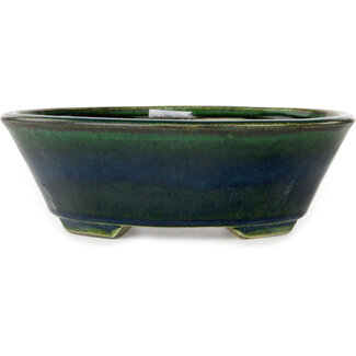  Satomi Mazan, Mazan Terahata 230 mm ovaler grüner Bonsaitopf von Terahata Satomi Mazan, Tokoname, Japan