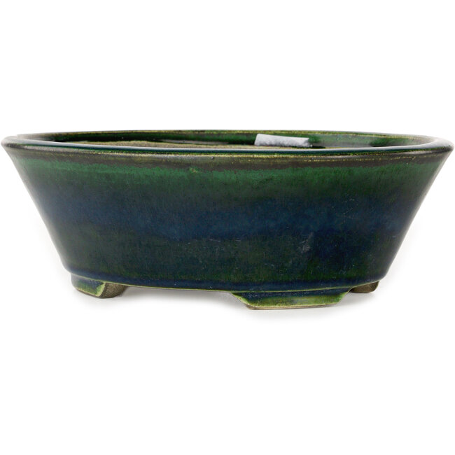Maceta ovalada para bonsái verde de Terahata Satomi Mazan - 230 x 197 x 75 mm