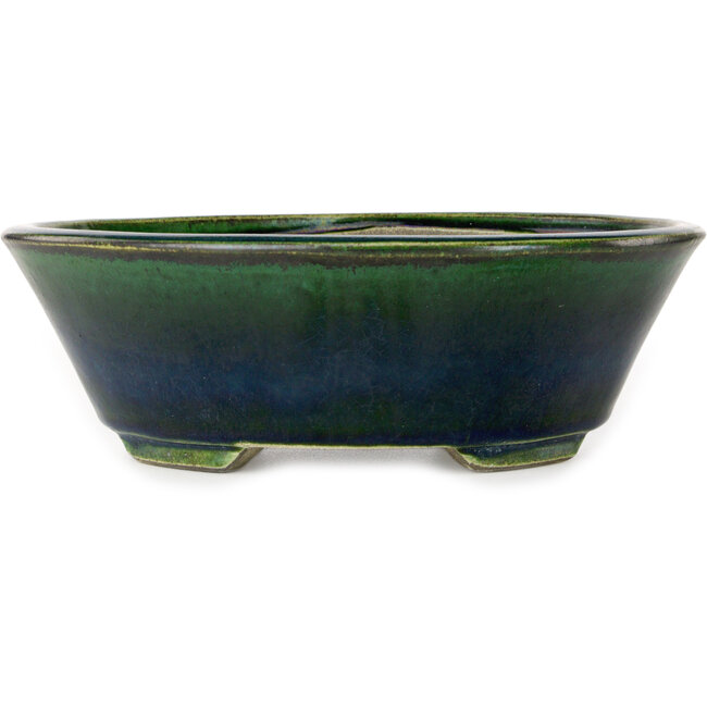 Ovaler grüner Bonsaitopf von Terahata Satomi Mazan – 230 x 197 x 75 mm