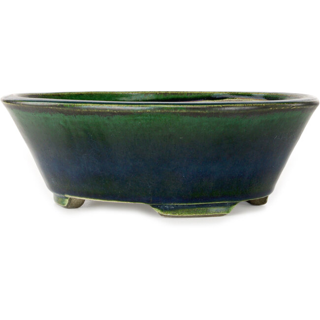 Ovale groene bonsaipot van Terahata Satomi Mazan - 230 x 197 x 75 mm