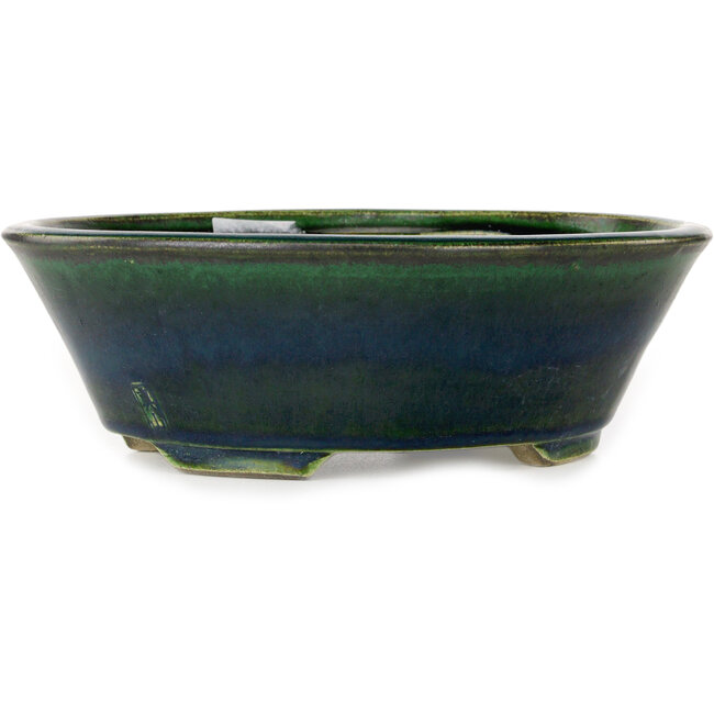 Ovale groene bonsaipot van Terahata Satomi Mazan - 230 x 197 x 75 mm