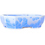 Vaso bonsai ovale in smalto cristallino azzurro chiaro di Heian Senzan - 161 x 132 x 50 mm