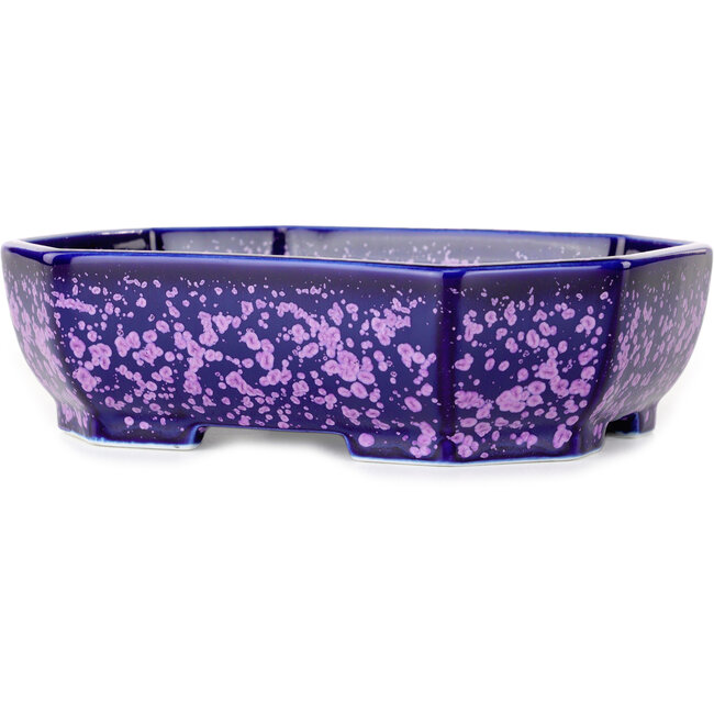 Ovaler, violetter Bonsai-Topf mit Kristallglasur von Heian Senzan – 161 x 132 x 50 mm