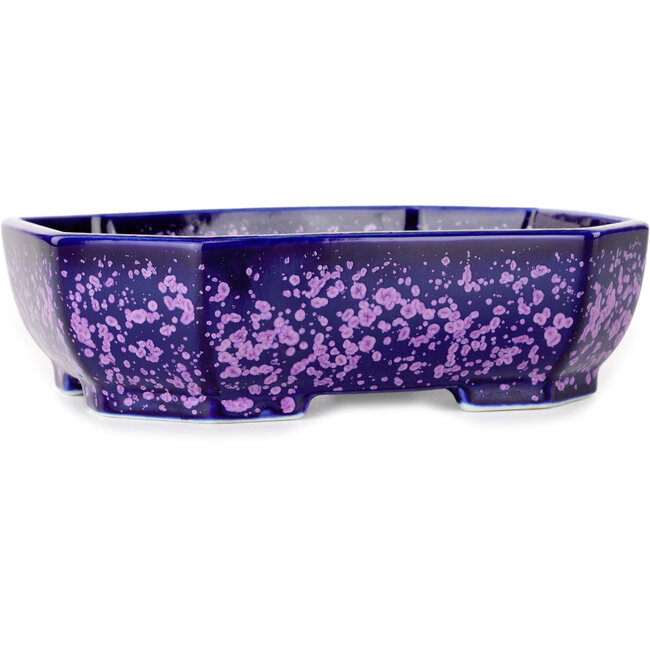 Vaso bonsai ovale viola smaltato in cristallo di Heian Senzan - 161 x 132 x 50 mm
