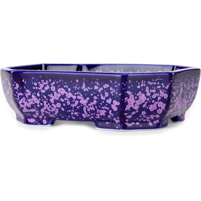 Ovaler, violetter Bonsai-Topf mit Kristallglasur von Heian Senzan – 161 x 132 x 50 mm