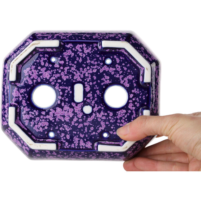 Maceta ovalada para bonsái con esmalte de cristal morado de Heian Senzan - 161 x 132 x 50 mm