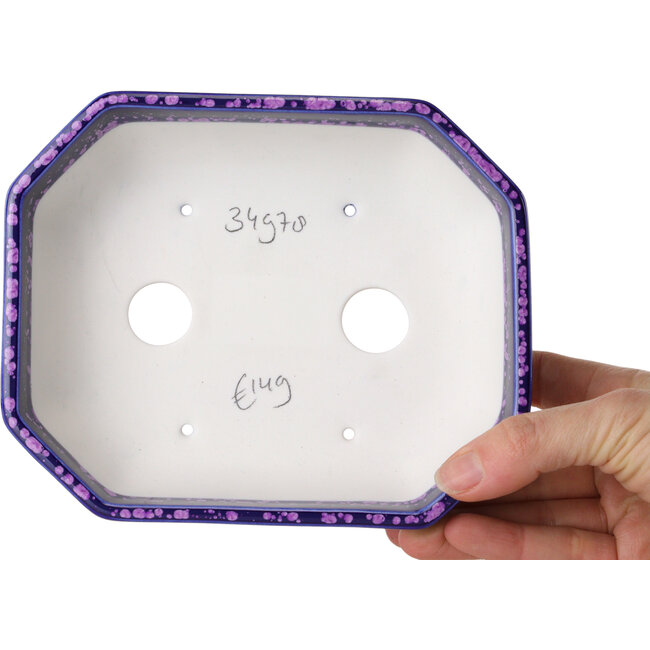 Pot à bonsaï ovale violet à glaçure cristalline par Heian Senzan - 161 x 132 x 50 mm