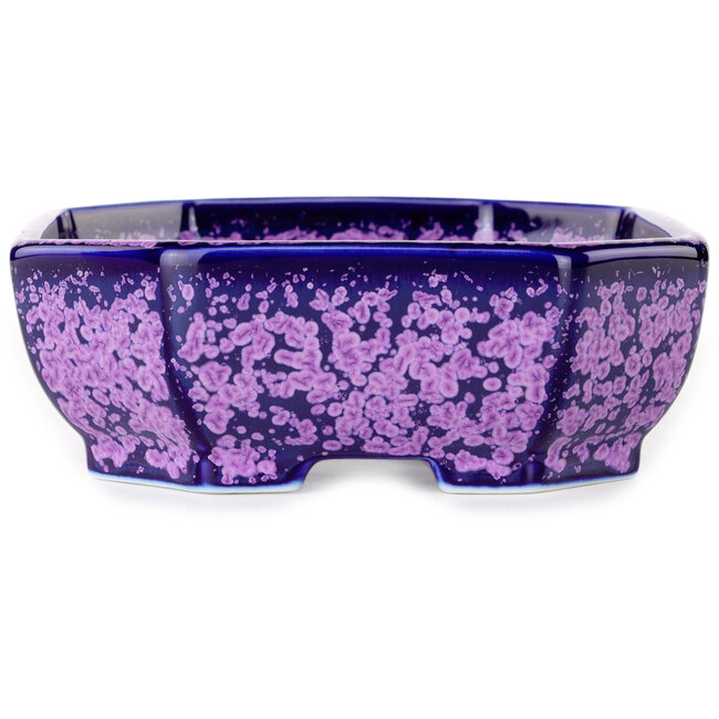 Pot à bonsaï ovale violet à glaçure cristalline par Heian Senzan - 161 x 132 x 50 mm