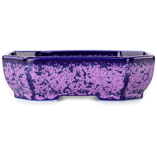 Vaso bonsai ovale viola smaltato in cristallo di Heian Senzan - 161 x 132 x 50 mm