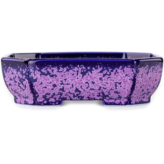  Heian Senzan Maceta ovalada de 161 mm con esmalte morado y cristal de Heian Senzan, Tokoname, Japón