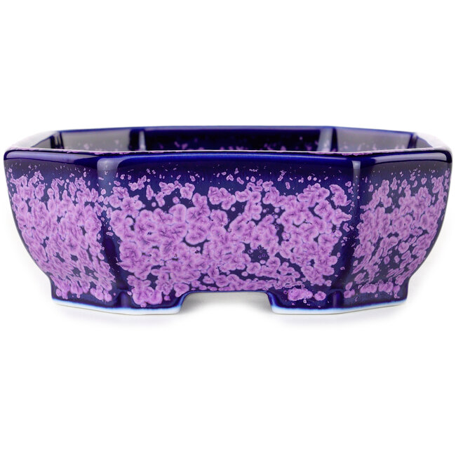 Ovaler, violetter Bonsai-Topf mit Kristallglasur von Heian Senzan – 161 x 132 x 50 mm