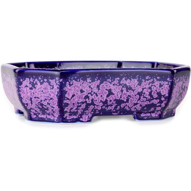 Vaso bonsai ovale viola smaltato in cristallo di Heian Senzan - 161 x 132 x 50 mm