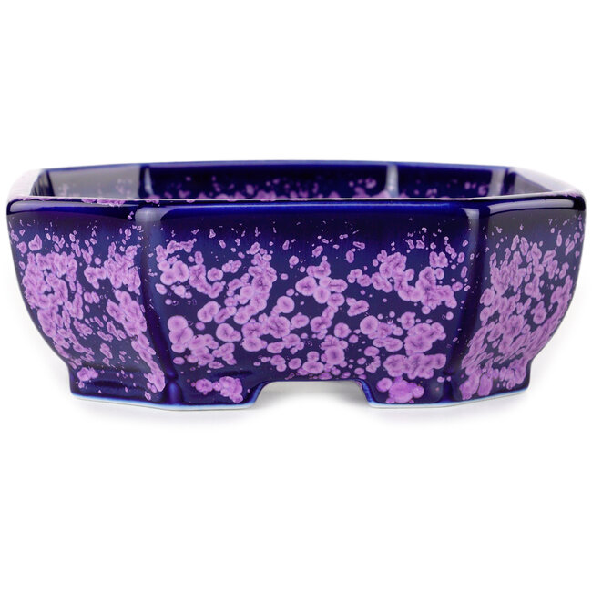 Ovaler, violetter Bonsai-Topf mit Kristallglasur von Heian Senzan – 161 x 132 x 50 mm