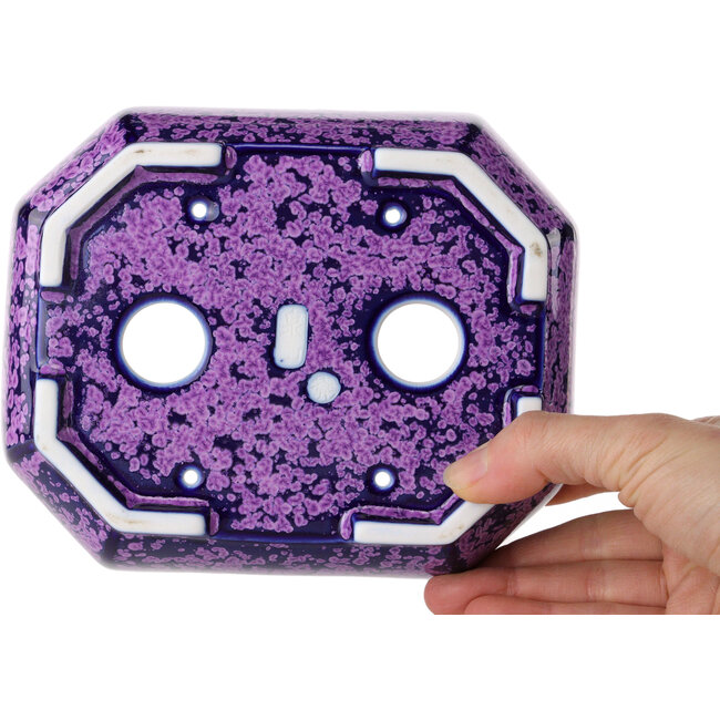 Maceta ovalada para bonsái con esmalte de cristal morado de Heian Senzan - 161 x 132 x 50 mm