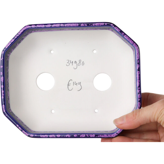 Pot à bonsaï ovale violet à glaçure cristalline par Heian Senzan - 161 x 132 x 50 mm